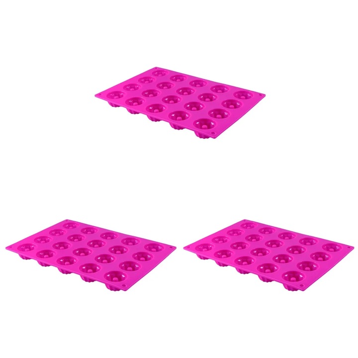 Set 3 forme silicon pentru prajituri, rosu trandafir, 29.8x19.9x0.2cm