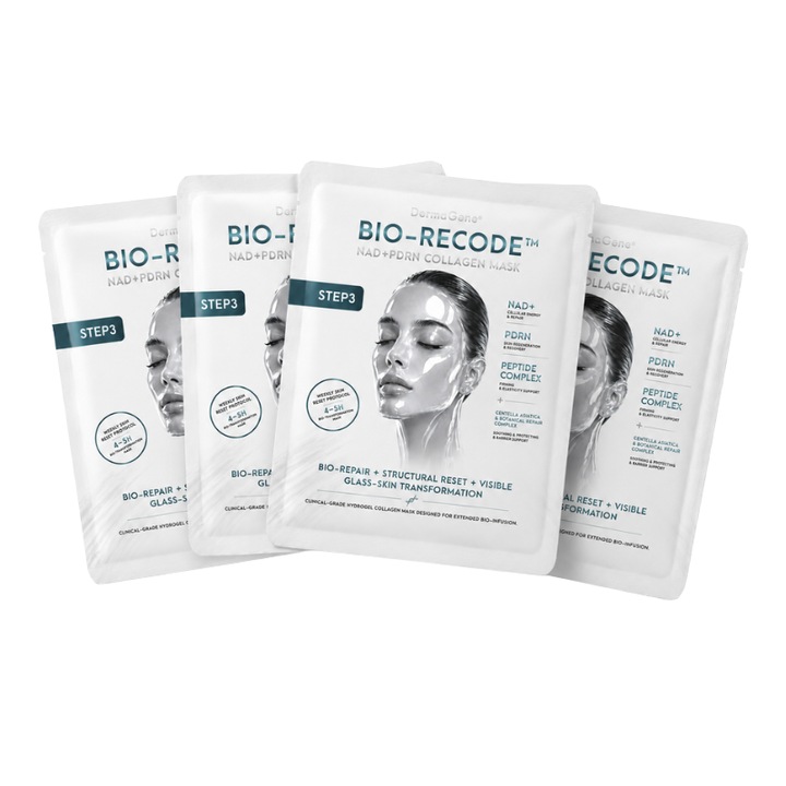 DermaGene® NAD+ és lazac eredetű PDRN-t tartalmazó bio-kollagén hidrogél arcmaszk, 4 darab