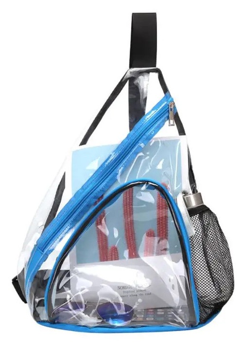 Unisex crossbody táska, PVC, kék, 25x20x10cm