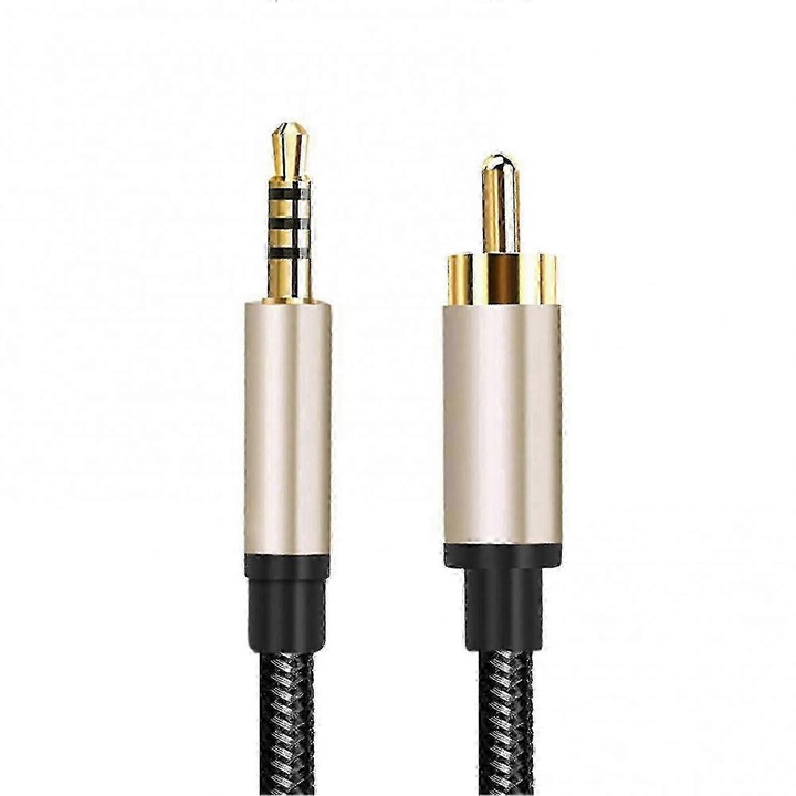 Koaxiális audio kábel 3.5mm-ről RCA-ra, oxigénmentes rézmaggal, 1.5m, arany