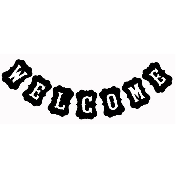 Ghirlanda decorativa Welcome, negru, 20x16.5cm