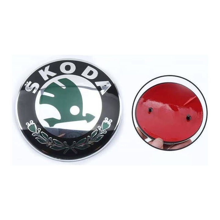 Emblema frontala Skoda satin negru 90mm