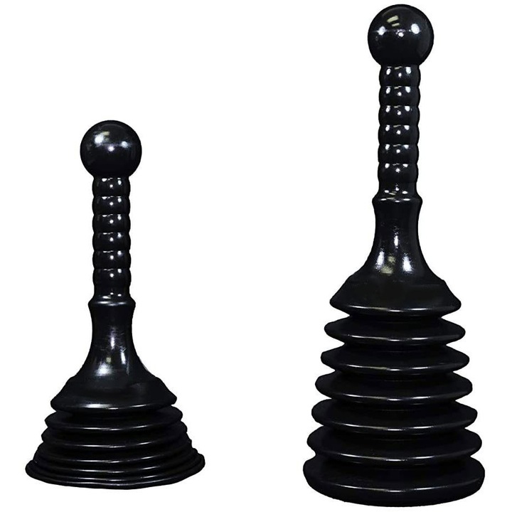 Piston chiuveta si scurgere, design compact, putere dubla, culoare neagra, dimensiuni mici