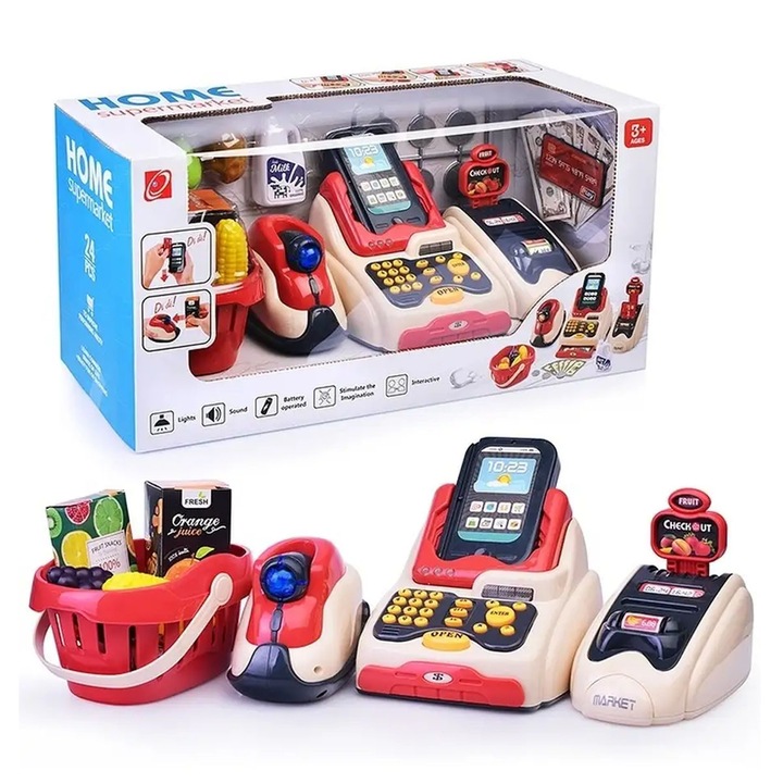 Casa de marcat jucarie elctronica Home Supermarket cu accesorii