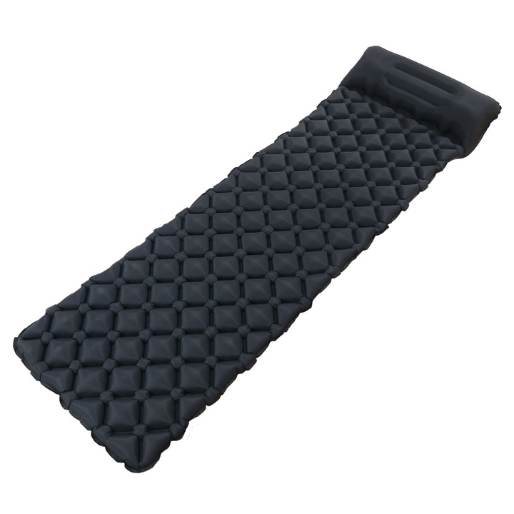 Saltea gonflabila camping, compacta, negru, 188x56x5cm