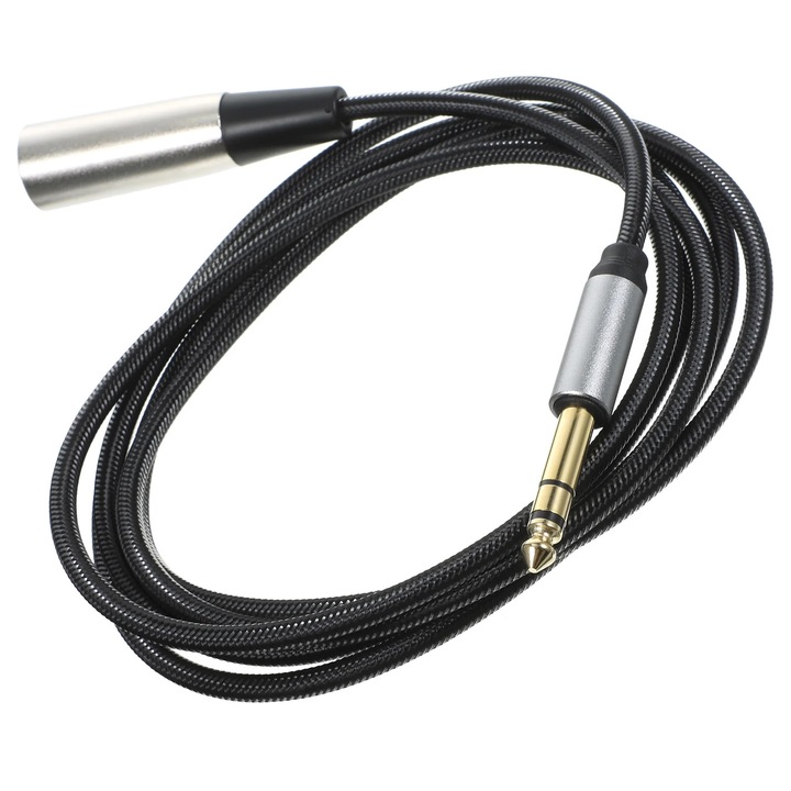 Cablu audio transfer, 205x1.8x1.8cm, negru, cupru cositorit si nylon