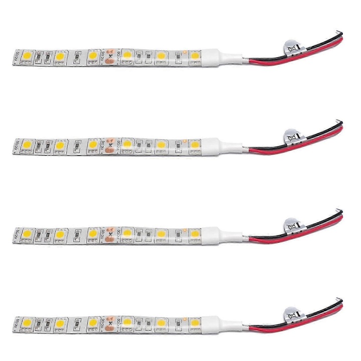 Комплект от 4 LED ленти 5050 топло бяло 10x1cm водоустойчиви