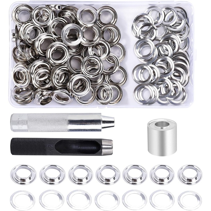 100 db réz patent készlet 12mm, szerszámok, műanyag doboz