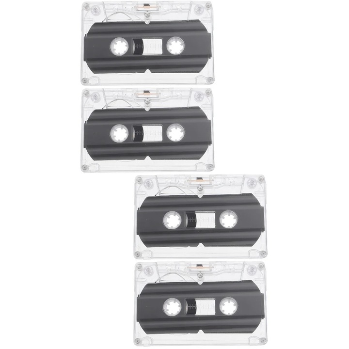 Casete audio set 4 buc 10x6.5x1cm transparent 30 min inregistrare
