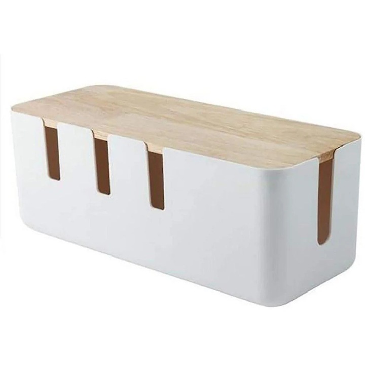 Cutie organizare cabluri protectie copii ABS multipurpose, alb