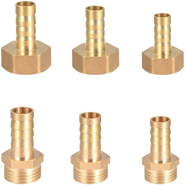 Set 6 conectori alama, filet exterior si interior, 1/2" BSP, 8x10x12mm