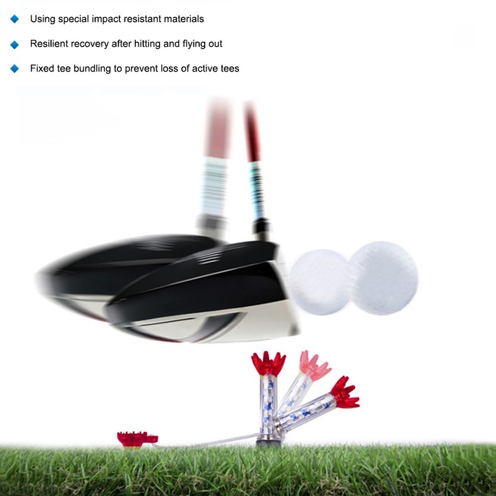 Set 2 tee-uri golf plastic rosu albastru 8cm