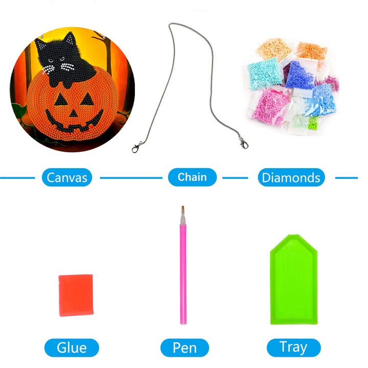 Set artizanat pictura diamant DIY, animal, dublu fata, 19x19x0.4cm, multicolor