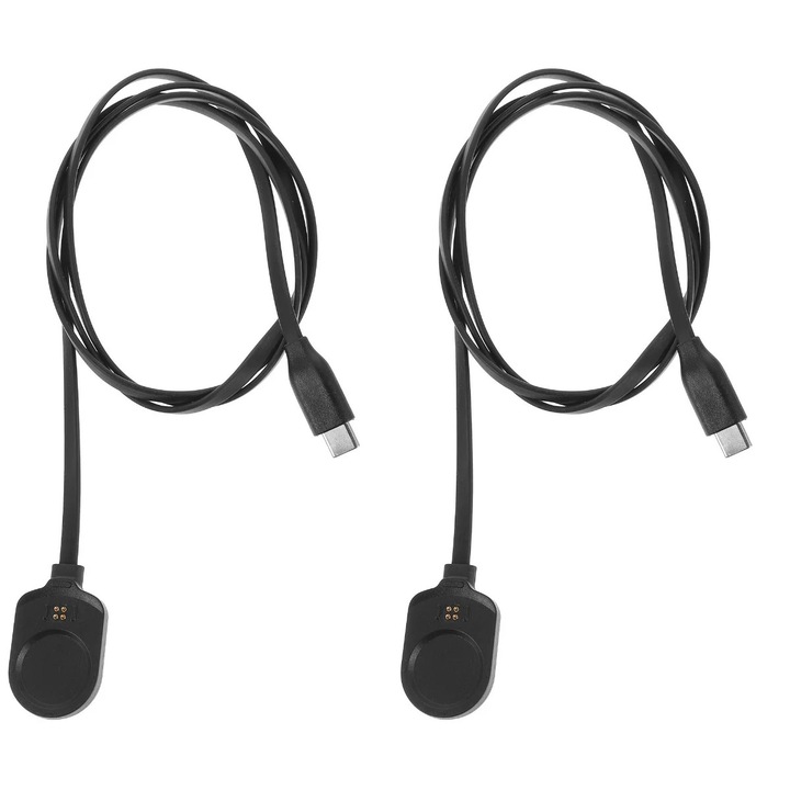 Cablu incarcare magnetica smartwatch PVC negru 103x2.3x0.6cm set 2 bucati