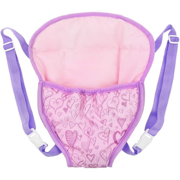 Rucsac pentru papusi, 15-18 inch, mov, manual, set 1 buc
