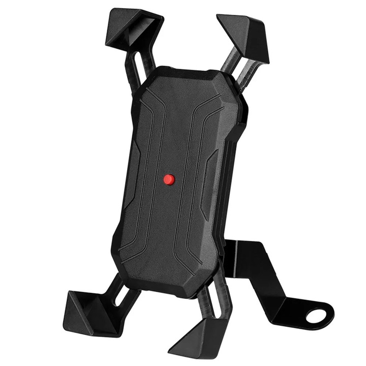 Suport telefon rotativ 360 grade negru 12x6x11cm ajustabil pentru motocicleta si scuter