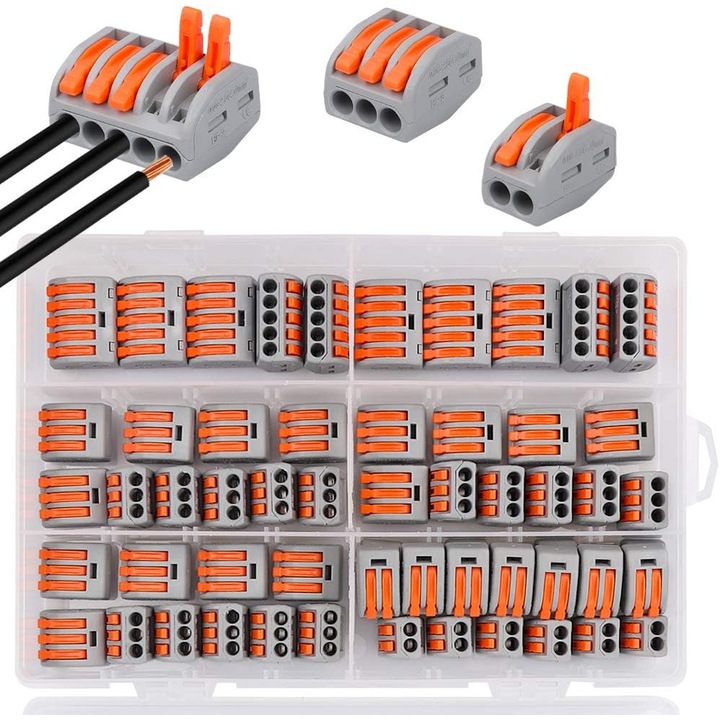 Set terminale electrice compacte 60 piese, portocaliu, 2.1x1.5x1.5cm