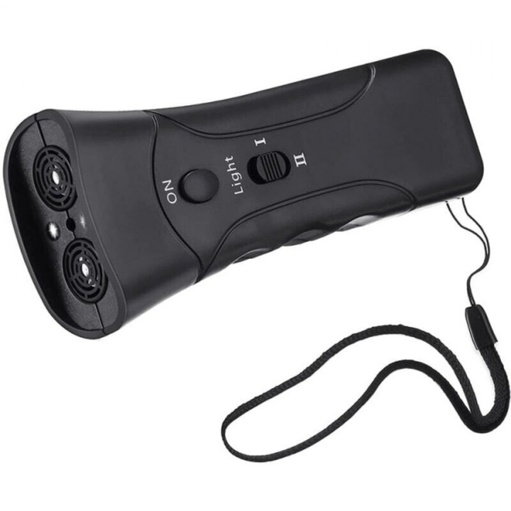 Dispozitiv autoaparare caini 3-in-1 ultrasonic negru 9V