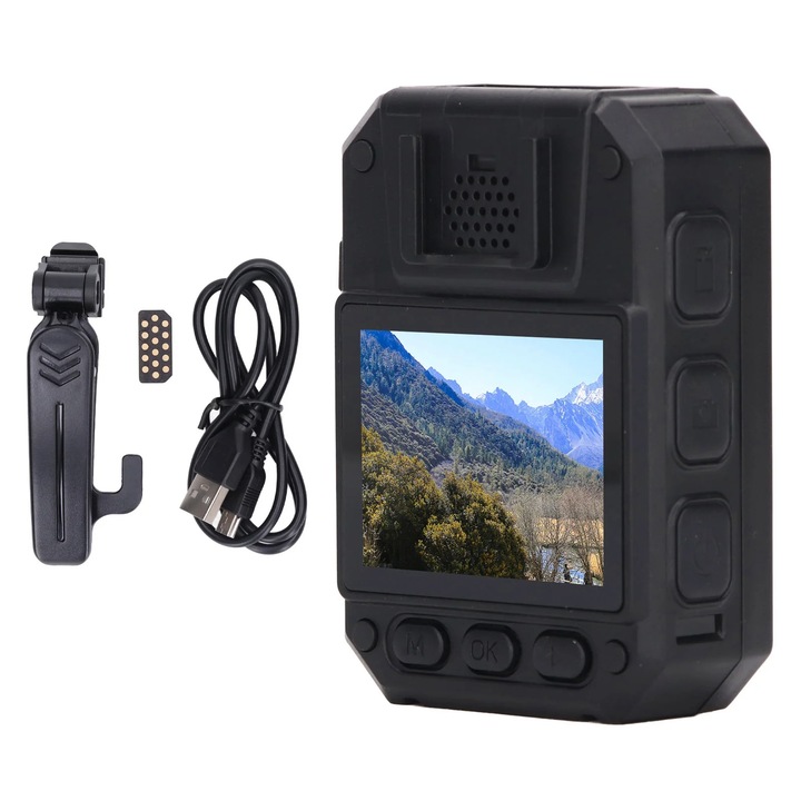 Camera corp portabila, 2 inch, vizibilitate nocturna, 80x55x28mm, 32-128GB, negru