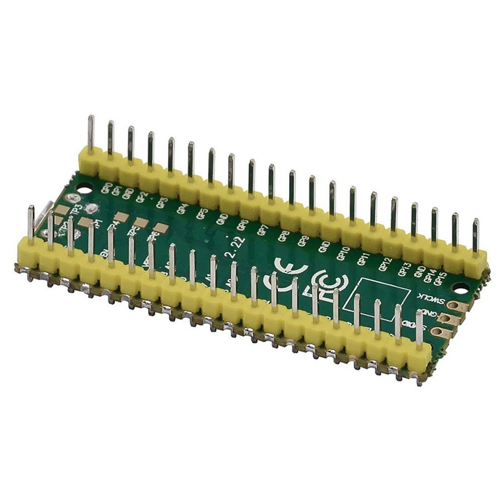 Placa microcontroler RP2040 dual-core 133MHz, 264KB SRAM, 2MB flash, verde, 52x21x3mm