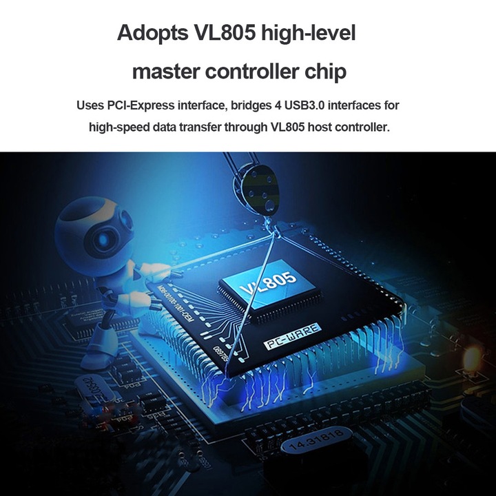 USB 3.0 PCI-E X1 bővítőkártya, előlapi panel, 120x65x20mm, 65x65x20mm