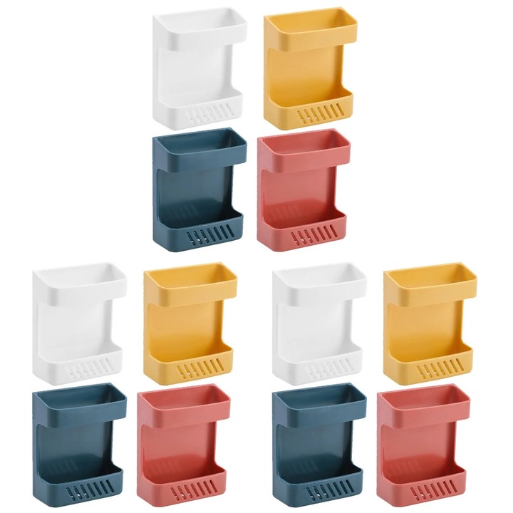 Suport de perete pentru telecomanda, set 12 bucati, ABS, multicolor, 10.8x8.8x3.8cm