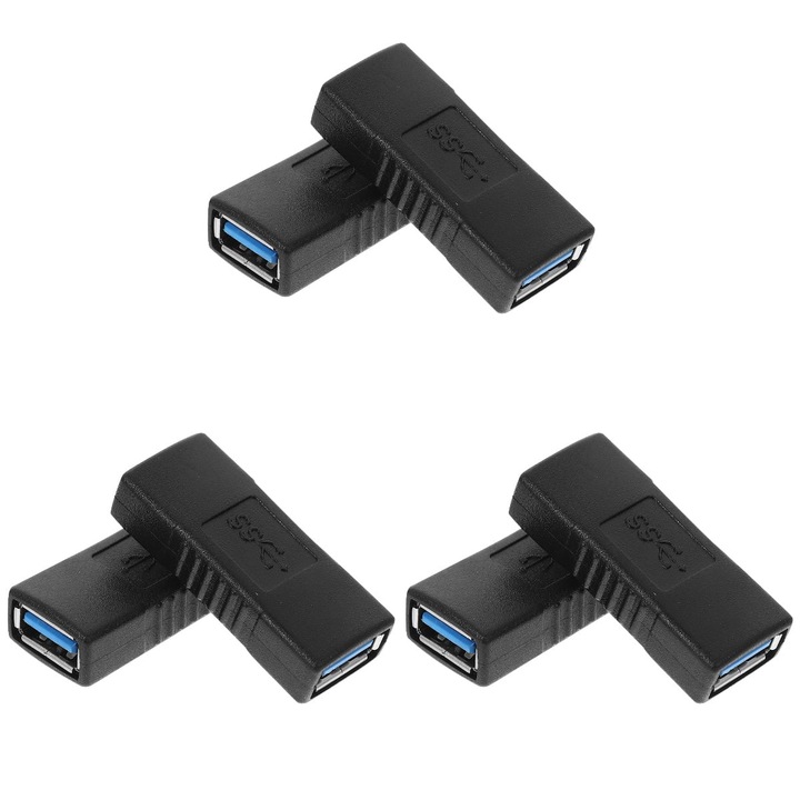 Adaptor USB 3.0, set 6 bucati, metal si ABS, 4.4x1.8x1 cm, negru