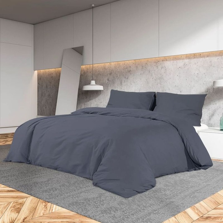 Ágyneműhuzat garnitúra 200x200 cm 100% pamut antracit 65x65 cm 3 részes