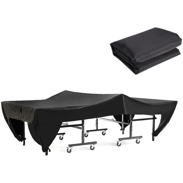Husa masa tenis de masa, impermeabila, negru, 280x153x73cm, set cu husa depozitare