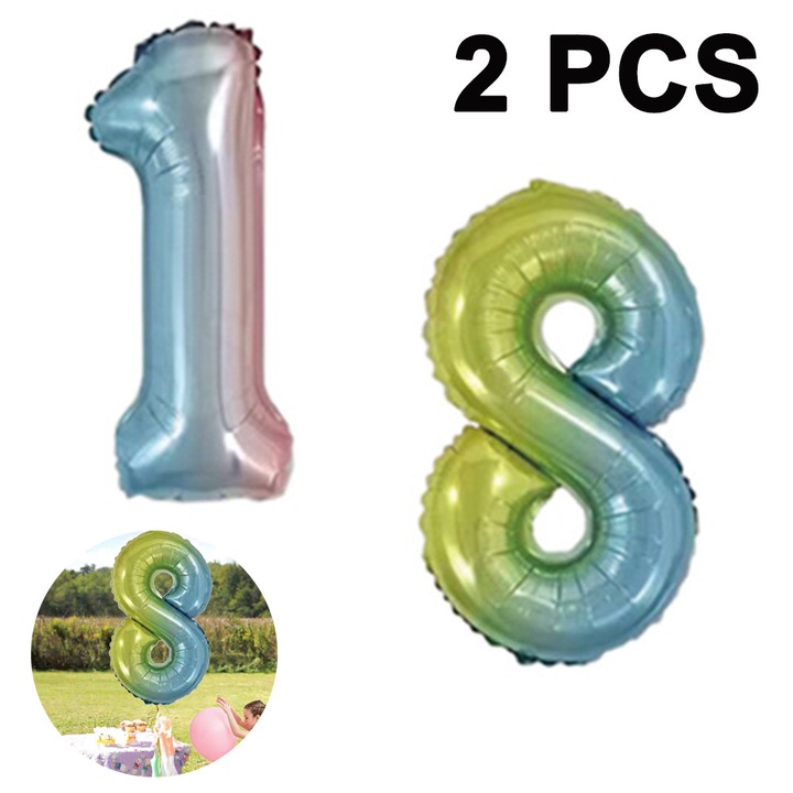 Fólia lufi, 2 db-os szett, 40 inch, rózsaarany színátmenet, 1+8 számok
