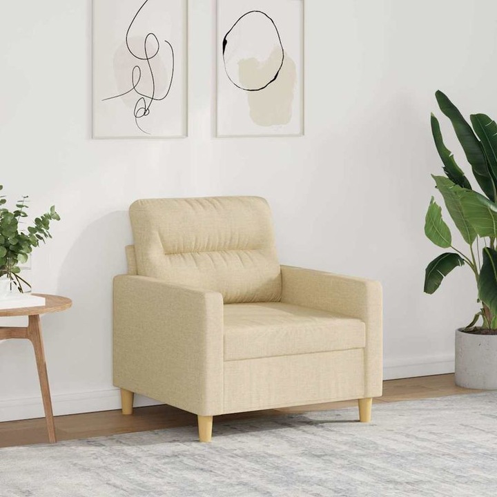 Krém fotel 78x77x80cm textil fém hab