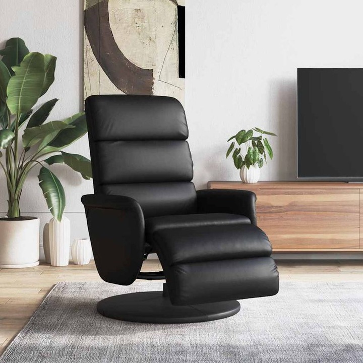 Fekete műbőr relax fotel 71x98x106cm