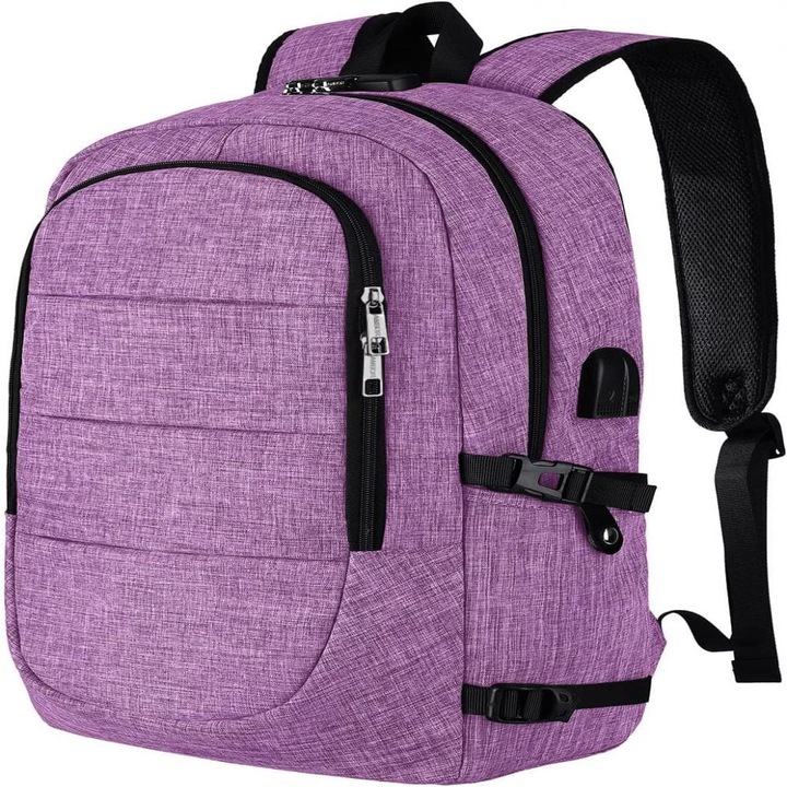 Rucsac laptop impermeabil multifunctional, violet, 49x29x14cm