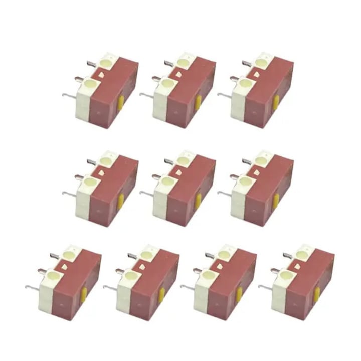 10 db csendes egér mikrokapcsoló készlet, 3 tűs, sárga-fehér, 12.8mm