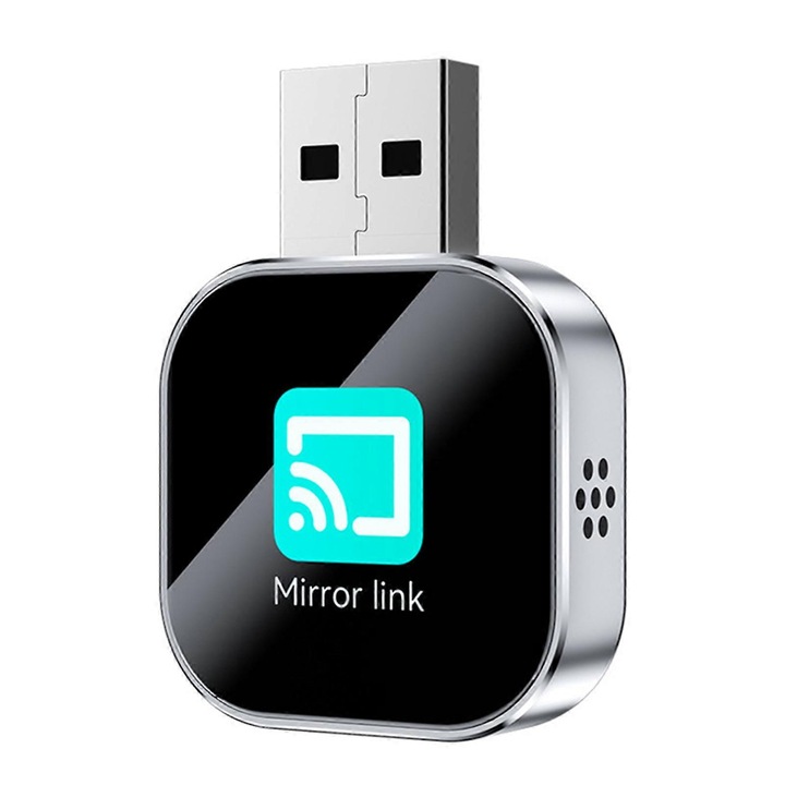 Безжичен адаптер за кола Android Auto с Mirror Link, компактен, сребрист, 43.5x30x10mm