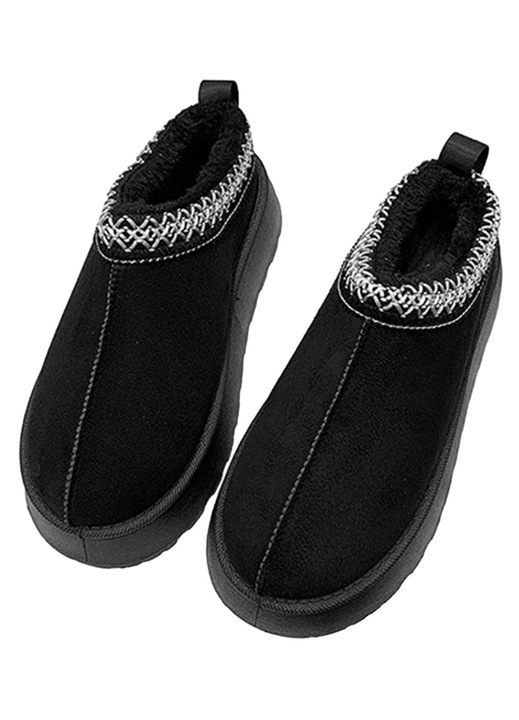 Ghete dama, negre, din piele ecologica, stil casual, antiderapante, cadou de Craciun, 36 EU