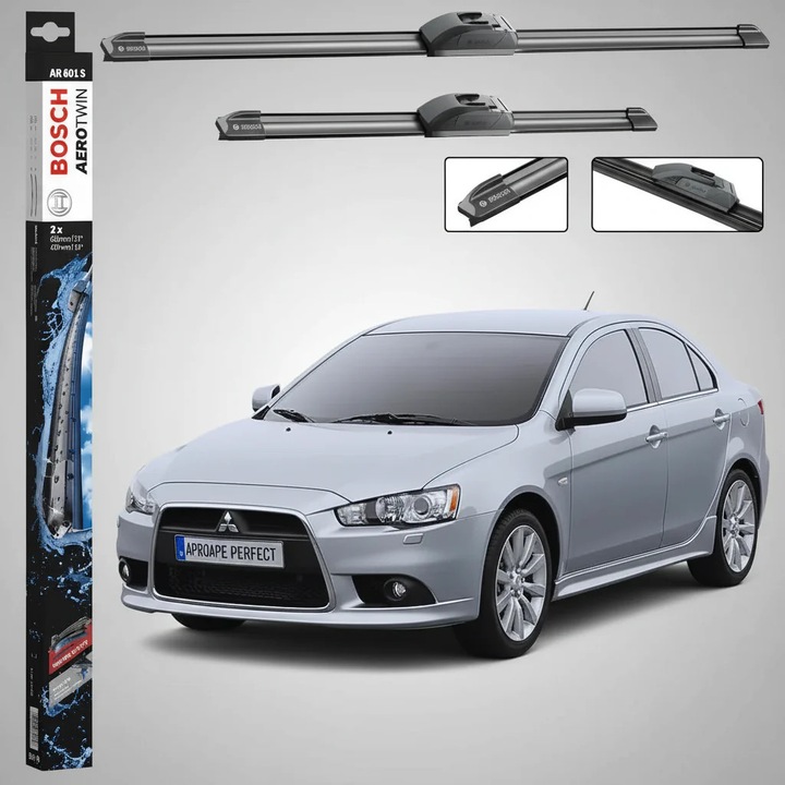 Szélvédőtörlő készlet Mitsubishi Lancer VIII Sportback (CX_A) 2007+, Bosch AR601S
