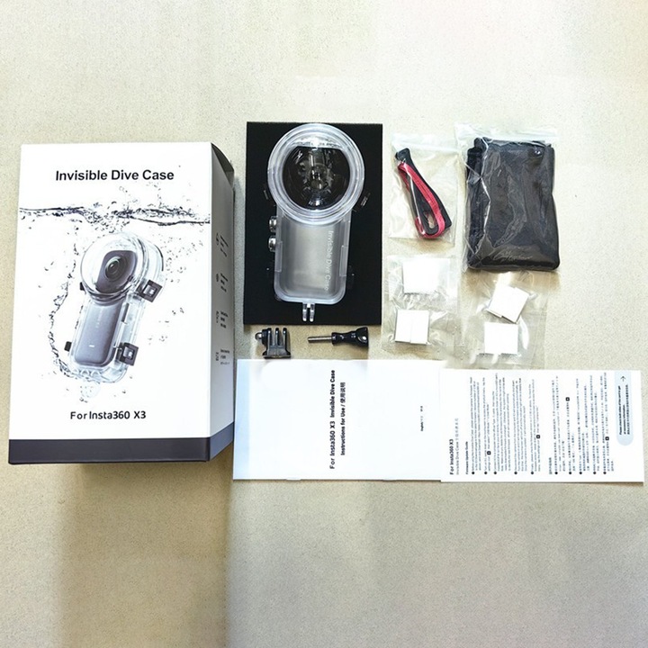 Carcasa invizibila scufundare pentru Insta360 X3, rezistenta la apa, 156x84x84mm