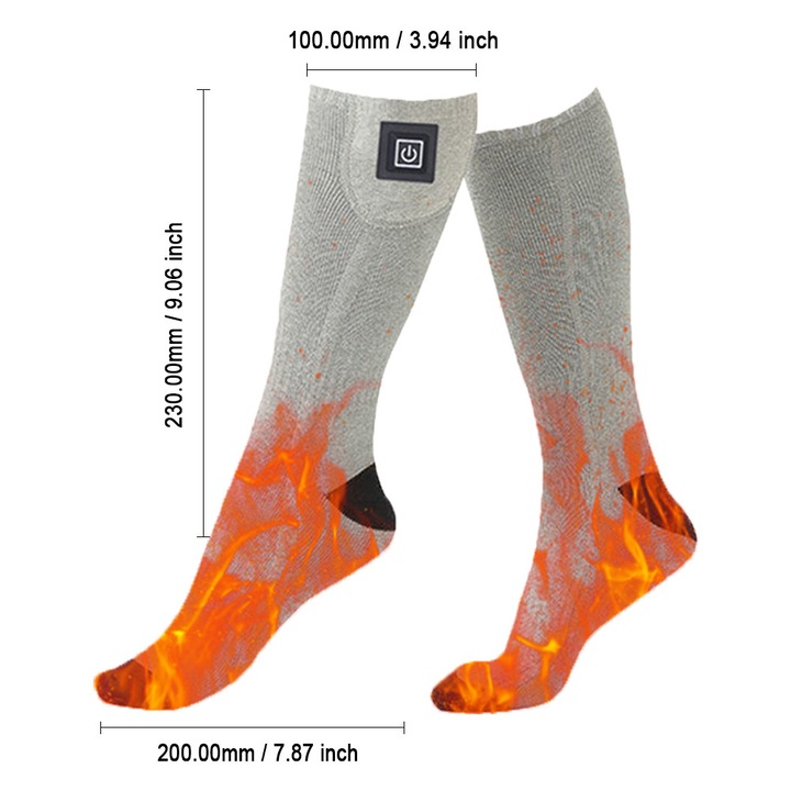Sosete electrice incalzite, lavabile, gri