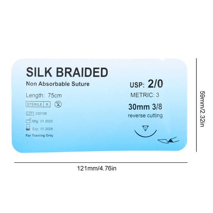 Kit practica sutura medicala monofilament marimi 2-0, 3-0, 4-0, 12x6x0.2cm