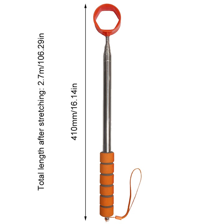 Recuperator minge golf telescopic 2.7m portocaliu