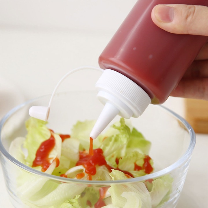 Ketchup-os flakon, 200ml, átlátszó, kicsi