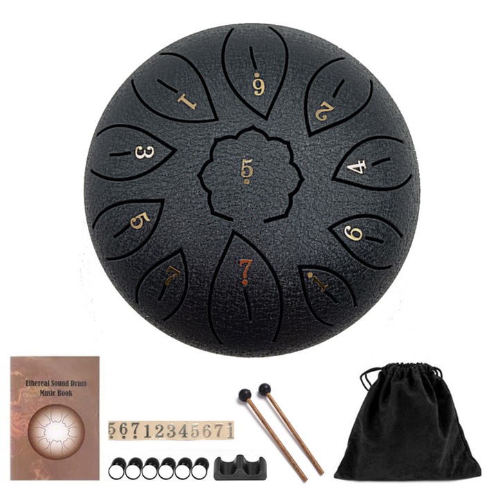 Toba de limba din otel 6 inch 11 note negru cu accesorii set