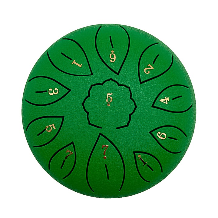 Toba de limba din otel 6 inch 11 note verde set cu bagaj si bete de toba