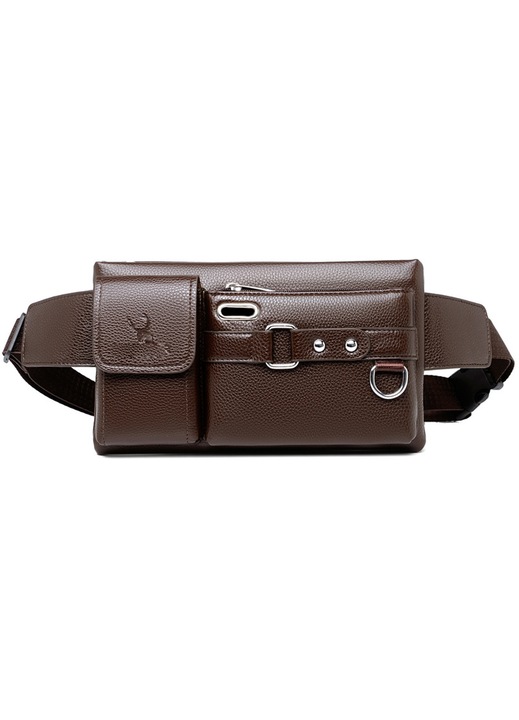 Borseta din piele vintage, pentru barbati si femei, cu curea reglabila, pentru antrenament in aer liber, calatorii, alergare casual, drumetii, ciclism, maro