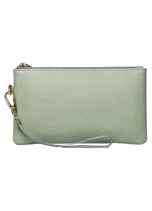 Vegán bőr táska nőknek - Kis clutch táska váll- és csuklópánttal, világoszöld