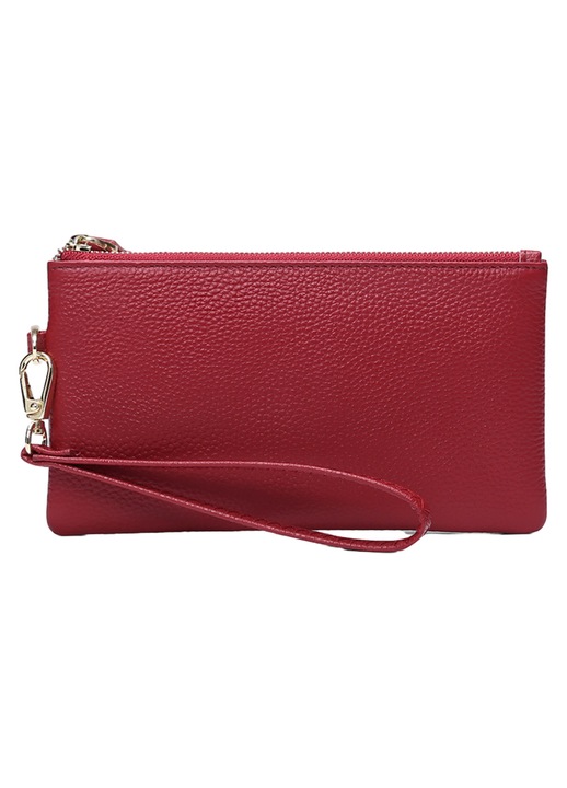 Vegán bőr női táska - Kis clutch táska váll- és csuklópánttal, borvörös