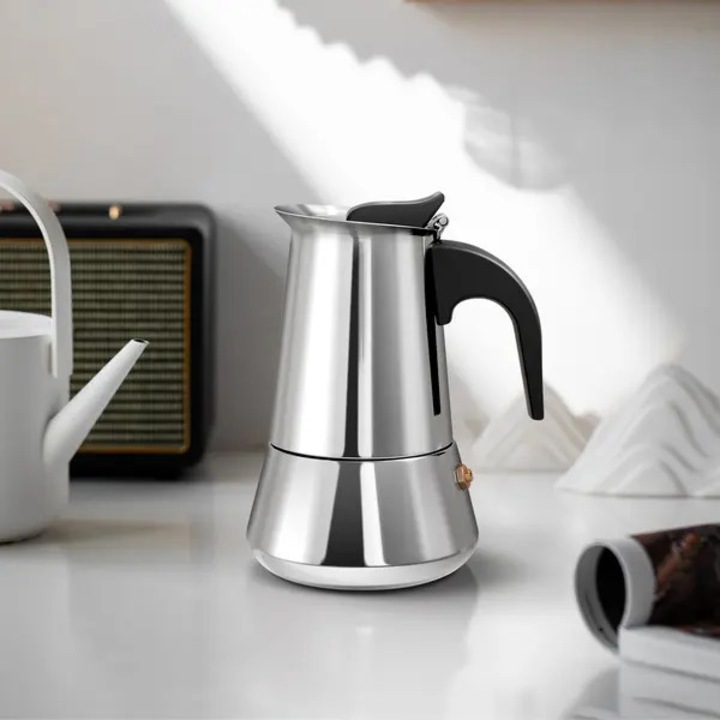 Rozsdamentes acél eszpresszó kávéfőző Mocha Greca kávéhoz, 30 cm