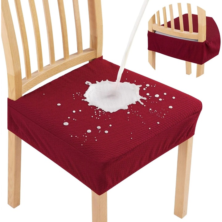 Set 2 huse scaune bej rosu impermeabile extensibile 320g/m² 45x45cm