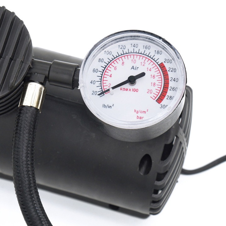 Pompa aer auto portabila 12V-24V, 60W, negru, 165x125x85mm
